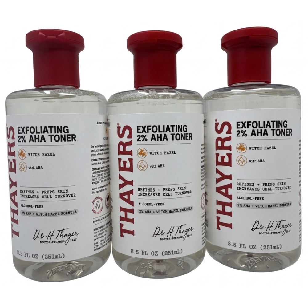 (3) Thayers 2% AHA Toner Glycolic Acid Pore Refining Alcohol Free Toner 8oz
